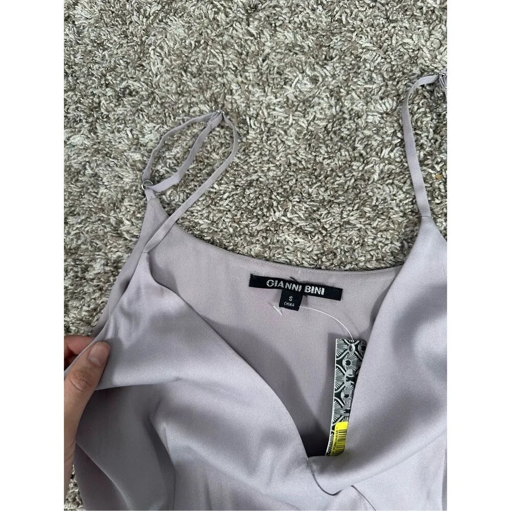 NWT Gianni Bini Fringe Wrap Midi Prima Dress Pebble Purple Flapper Nightlife S - Image 6