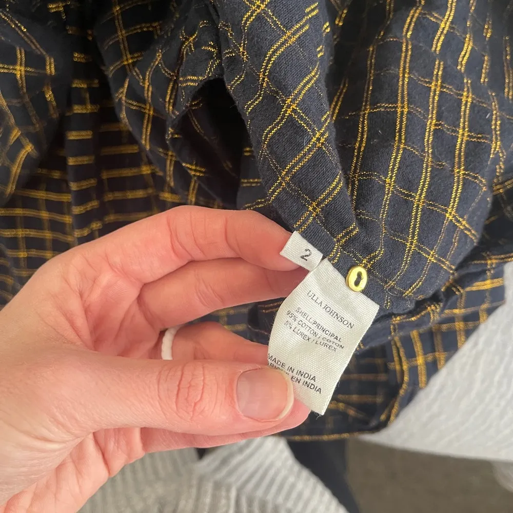 NWOT ULLA JOHNSON Midnight Navy Gold Dion Babydoll Dress 2 RARE - Image 11