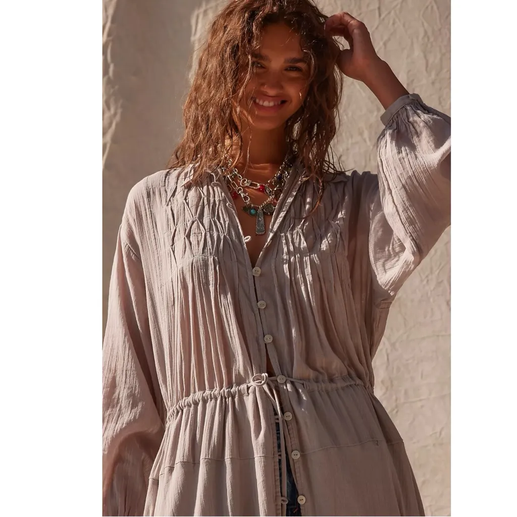 Free People Ethereal Dainty Bohemian Sea La Vie Midi Maxi Dress Duster Small NWT - Image 4