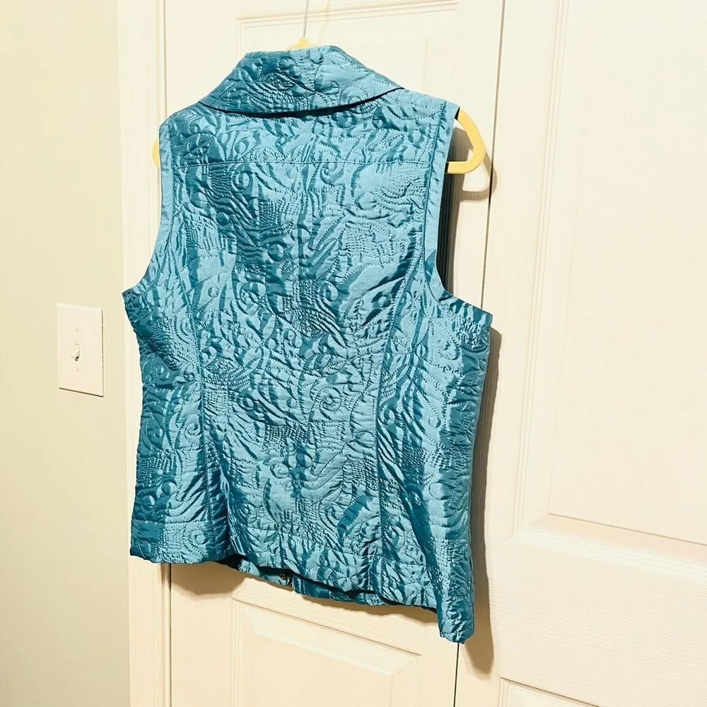 WEEKENDS BY CHICO'S Womens Vanity Size 2‎ Quilted Blue Vest - Image 9