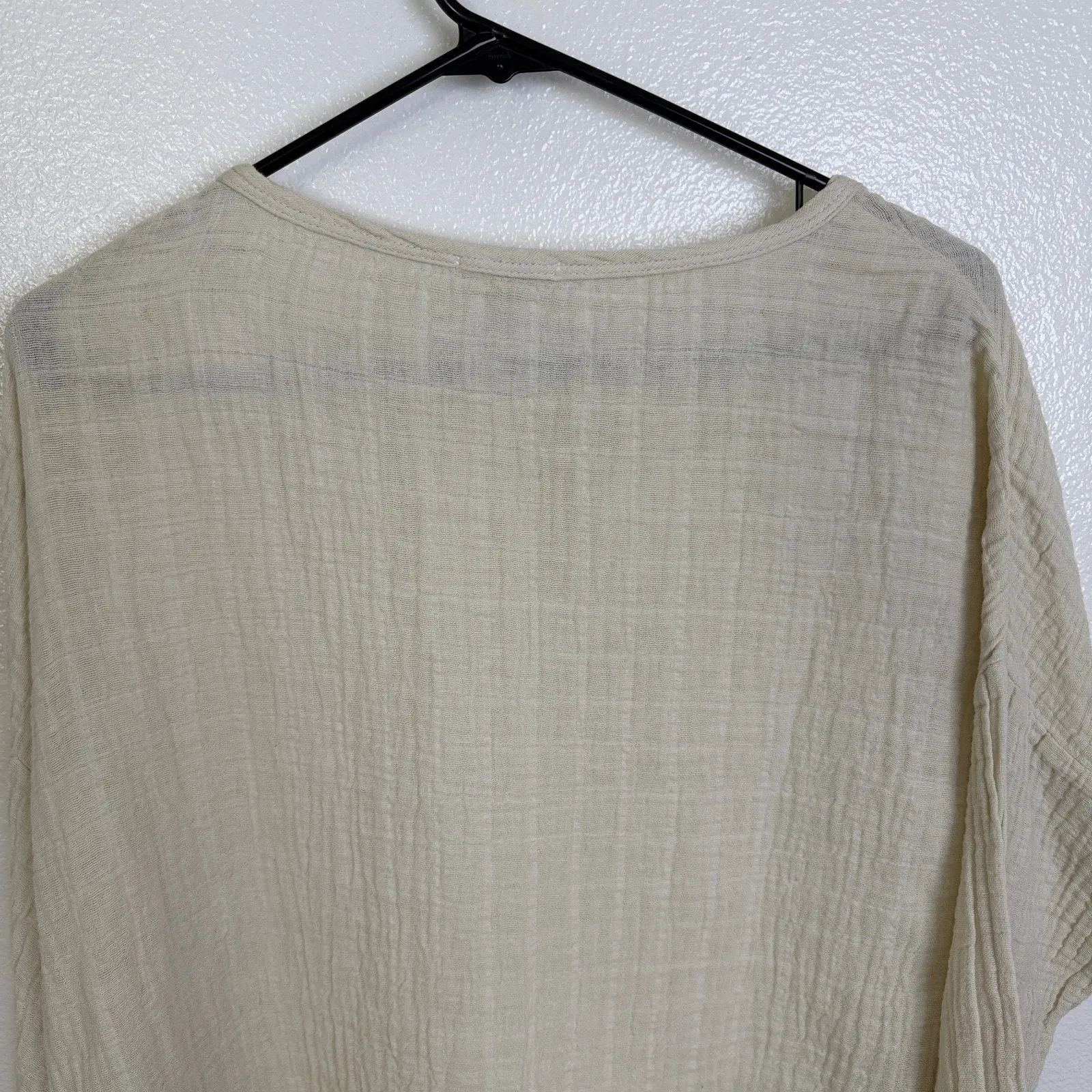 It Is Well LA Top Womens Small Cream Gauze Crinkle Long Sleeve Shirt Slit NWT - Image 9