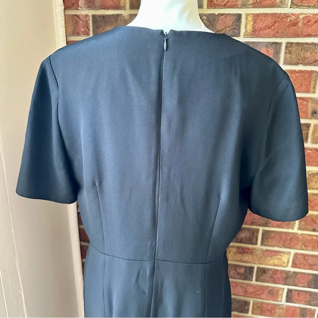 Claiborne Black Dress Gold Bold Metal Floral Buttons Working Girl Boss Babe Vibe Size 14 - Image 8