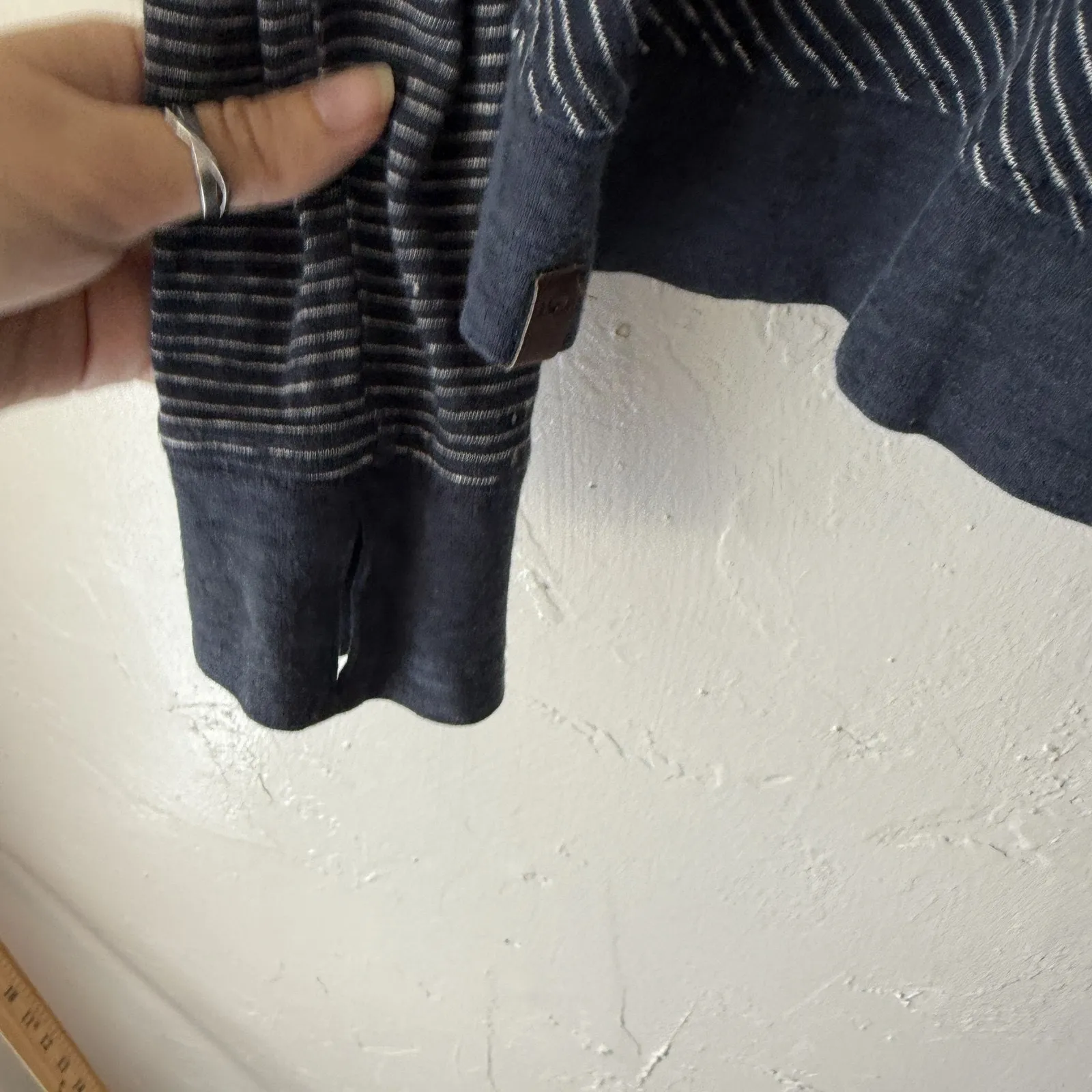 IO Pullover Hoodie Womens Small Striped Hemp Organic Cotton Lightweight Blue - Image 4