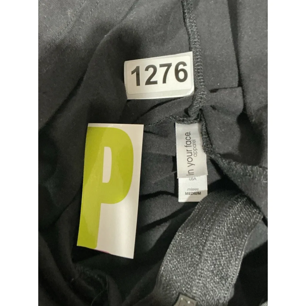 Woman’s In Your Face Apparel Black Medium zip Up Hoodie Rhinestone Bride - Image 5