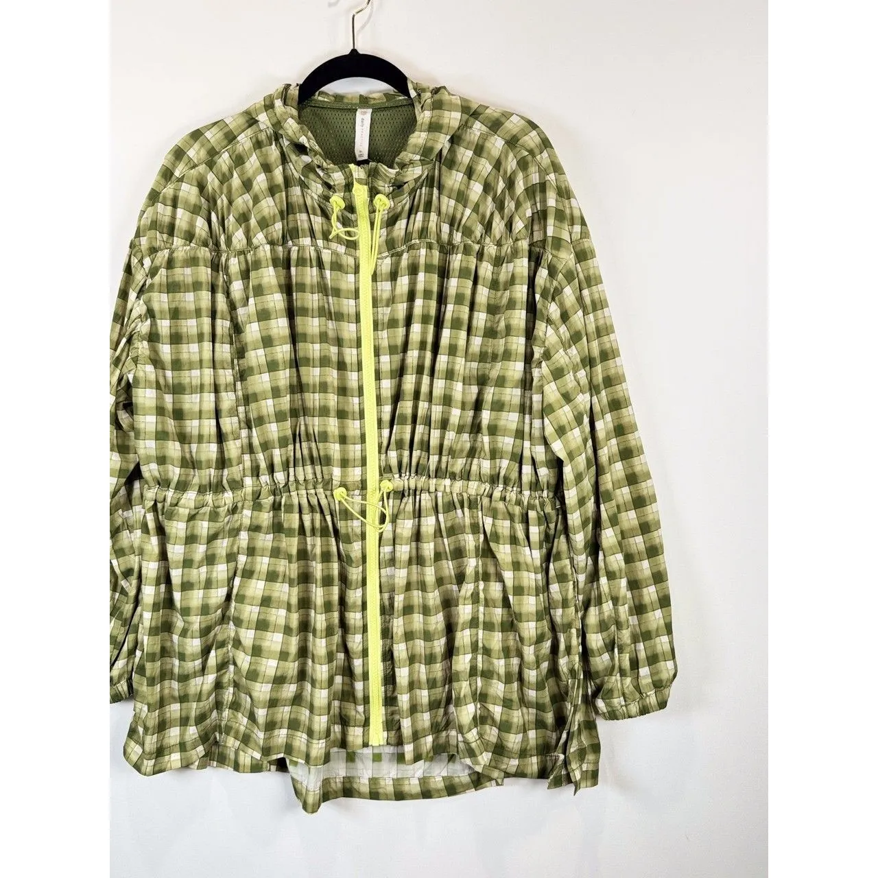 Anthropologie Daily Practice Women Jacket Green Day Hike Hooded Plaid Outdoor XL - Image 6