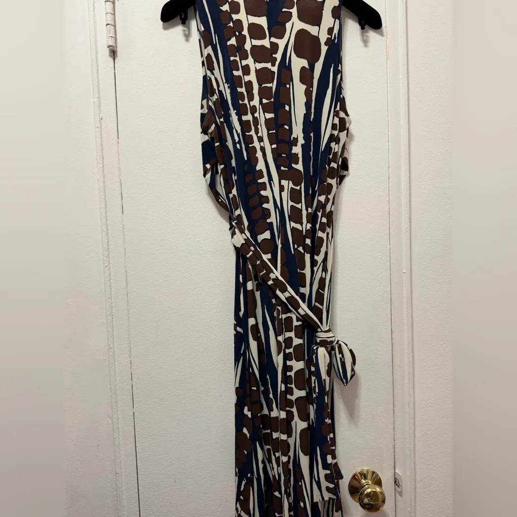 Donna Morgan Y2K Brown Print Jersey Surplice Wrap Dress Size 8 - Image 6