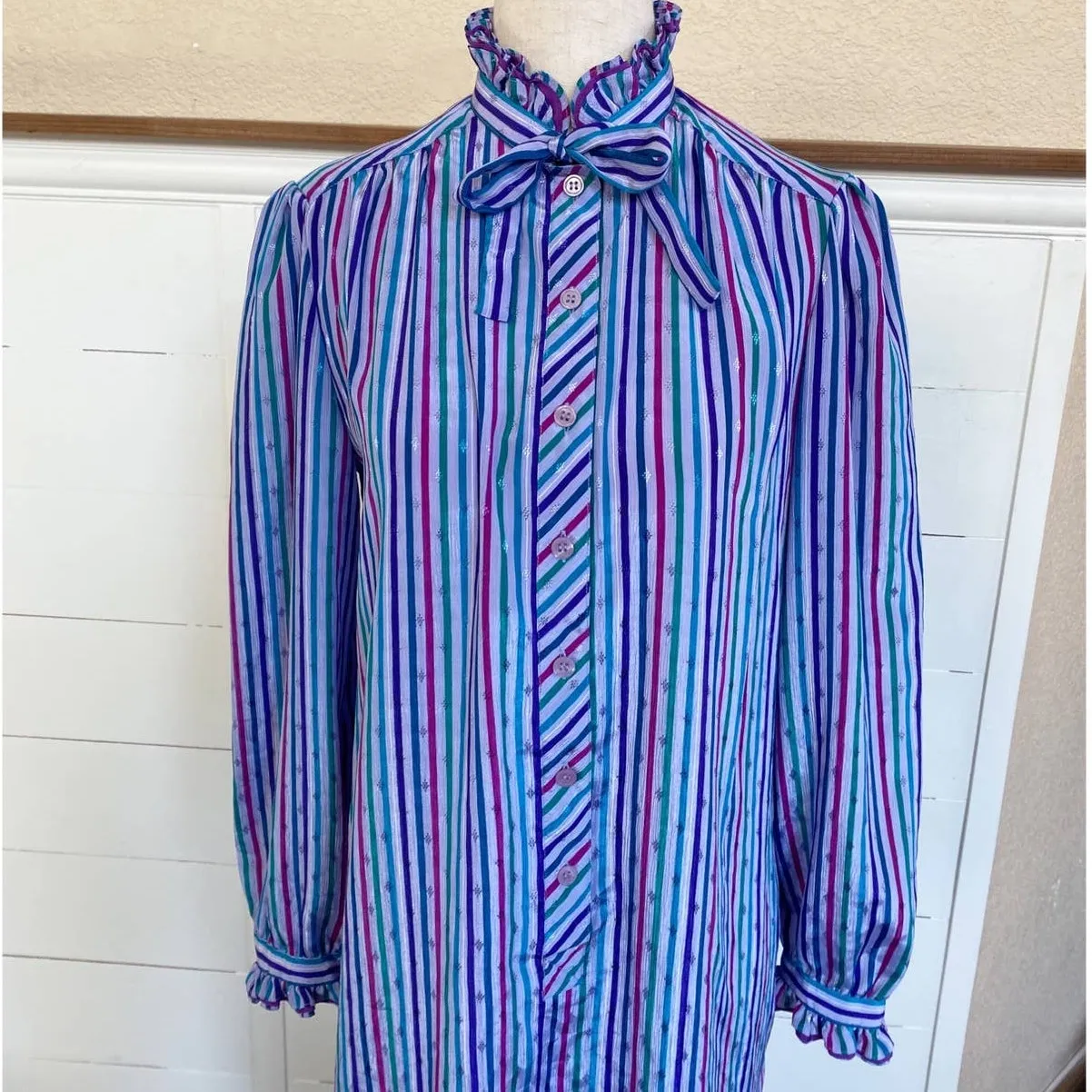 VTG Purple Rainbow Schrader Sport Petites‎ Stripe Dress - Image 4