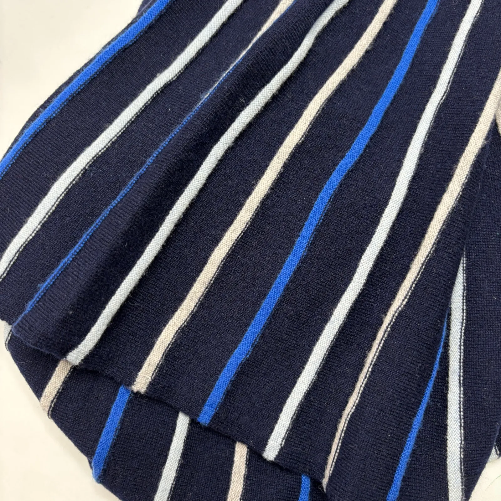 Pure Collection Blue White Striped Wool Cashmere A - Image 4