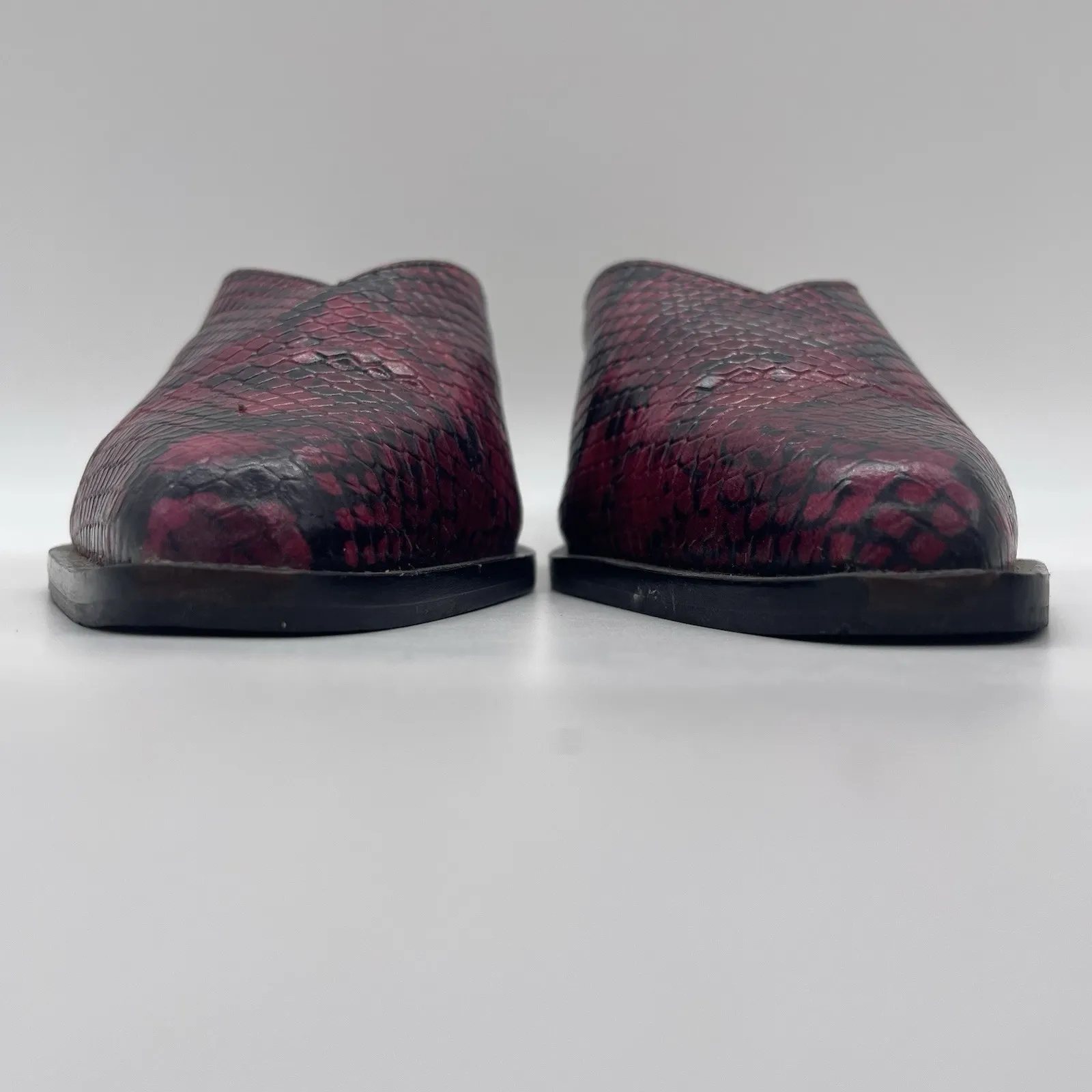 Asos Womens 6 Shoes Heeled Mules Snake Print Fuchsia Faux Leather Slides Western - Image 10