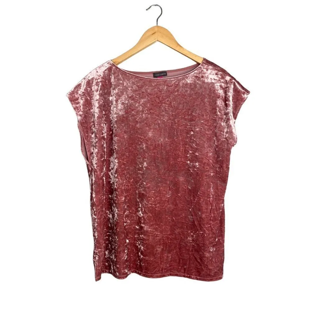 Vince Camuto Pink Crushed‎ Velvet Drop Shoulder Tee Blouse Medium - Image 2
