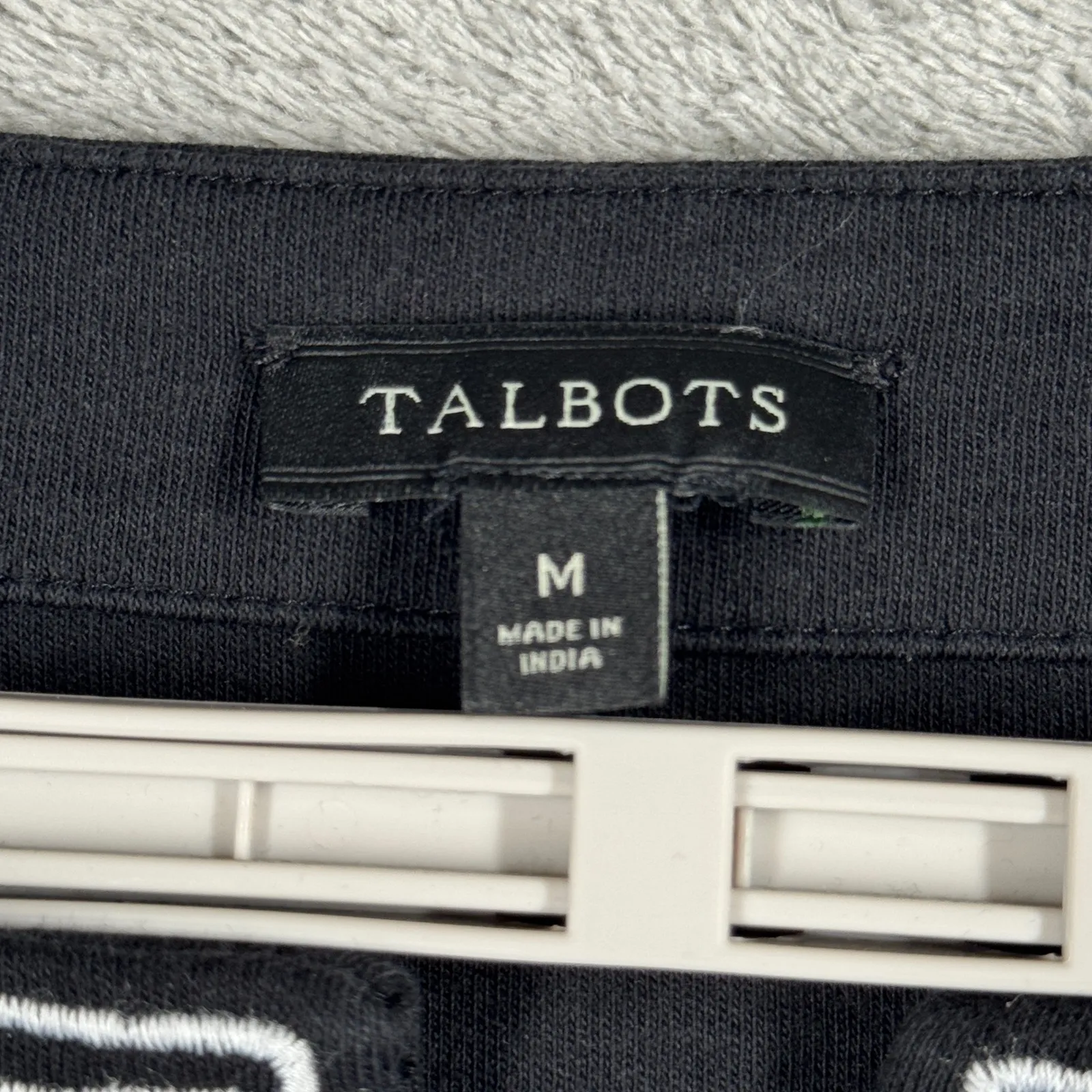 Talbots Dress Womens Medium Black White Embroidered Neckline Shift Boho Resort - Image 5