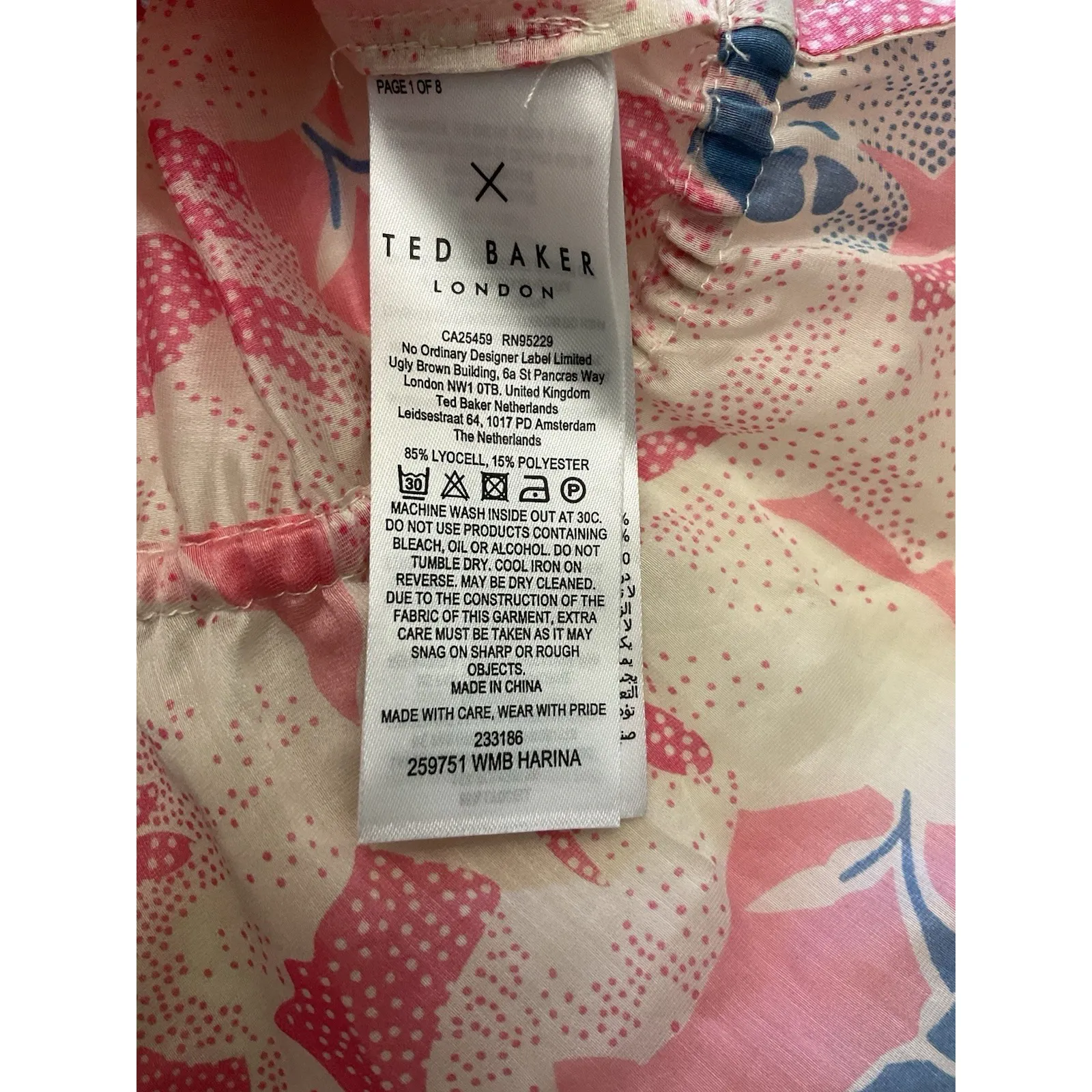 Ted‎ Baker Harina Pink Floral Ruffle Off The Shoulder Top Size 1 US 4 Small - Image 9
