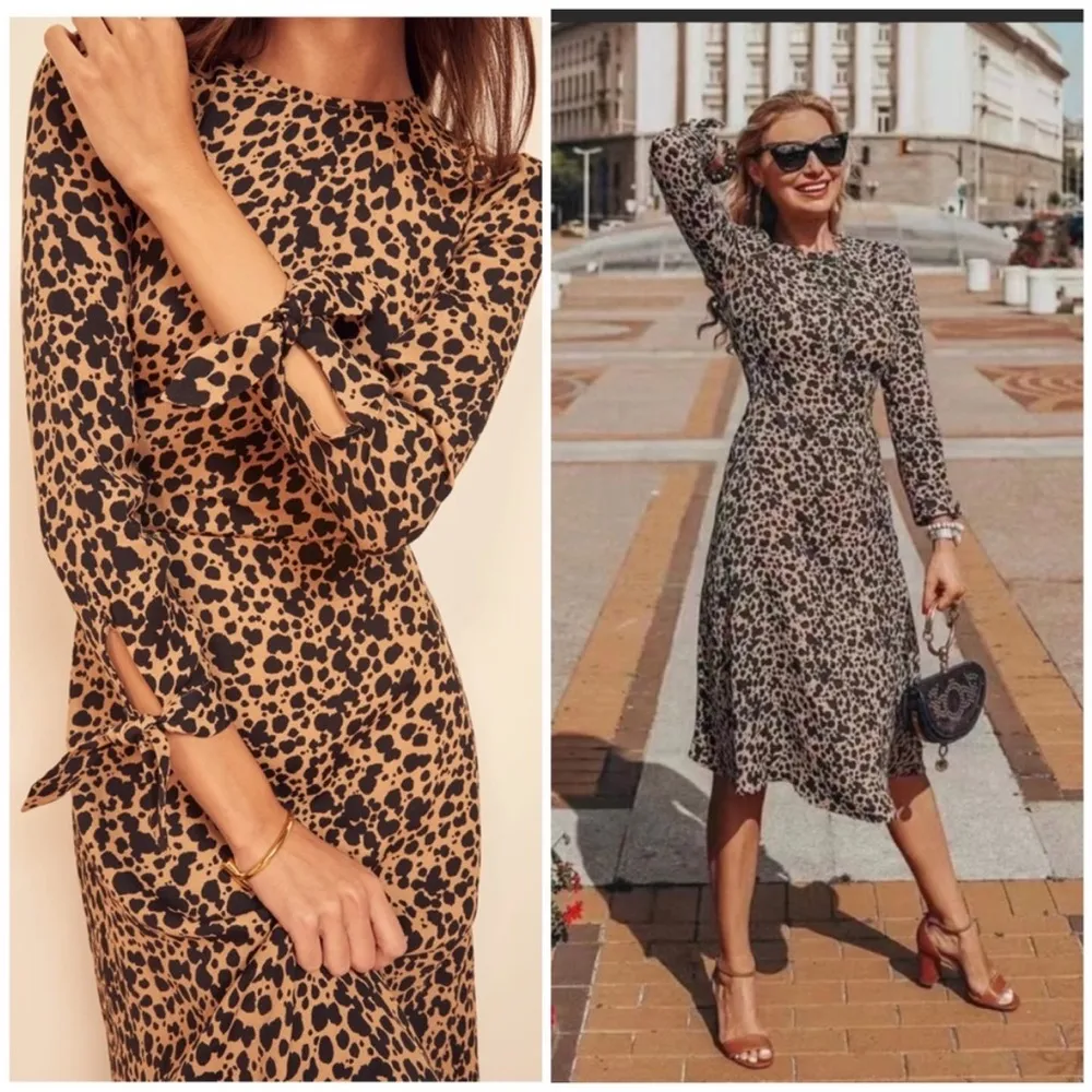 Reformation long sleeve animal print midi dress NWT - Image 4