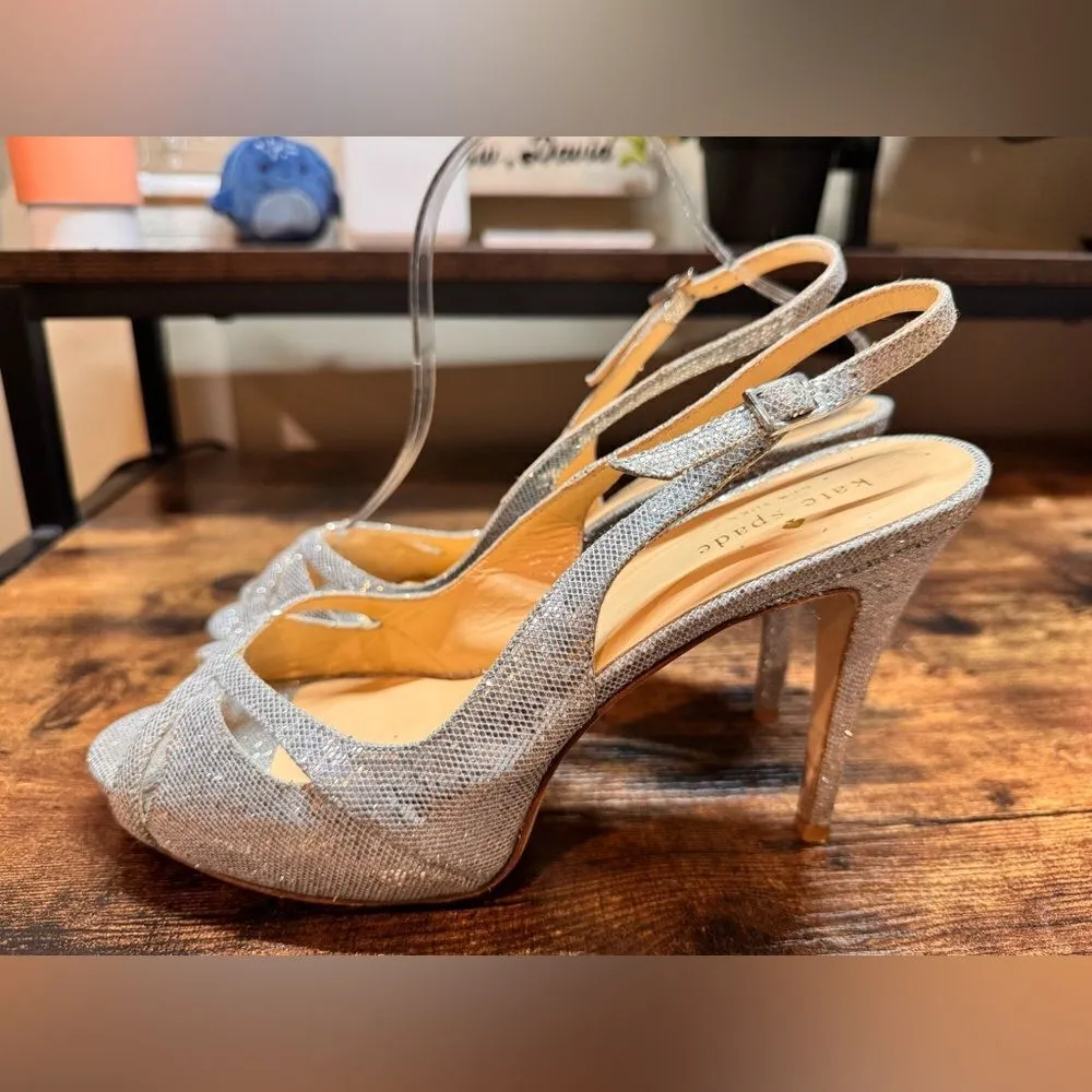 Kate Spade Strappy Silver Heels‎ Size 9 - Image 8