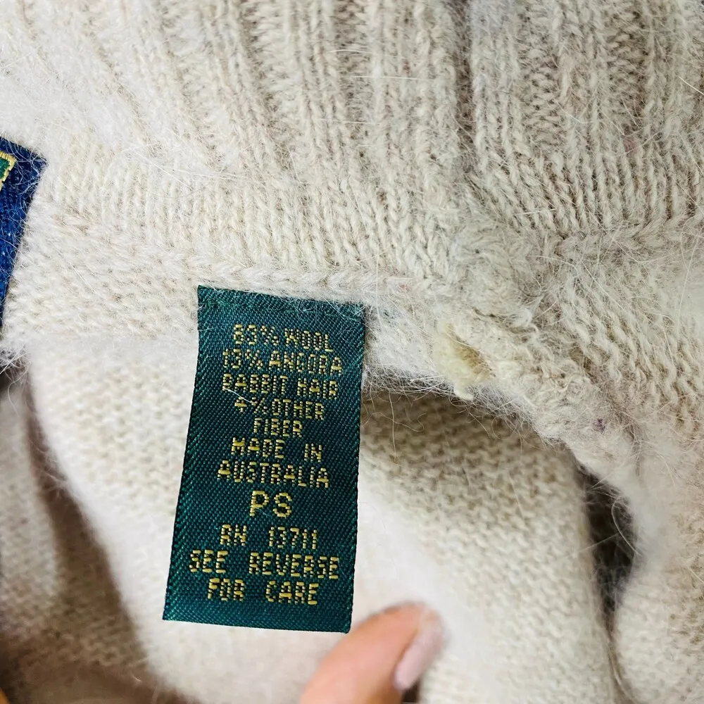 Embassy Row Petites Fair Isle Sweater Warm Neutral Wool Angora Turtleneck Sz PS - Image 8