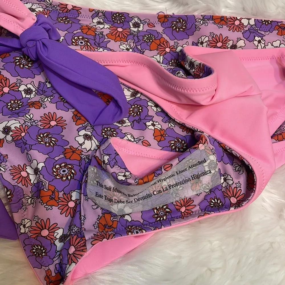 Wild Fable bikini Plus low rise cheeky reversible floral pink purple swim Sz 3X - Image 4