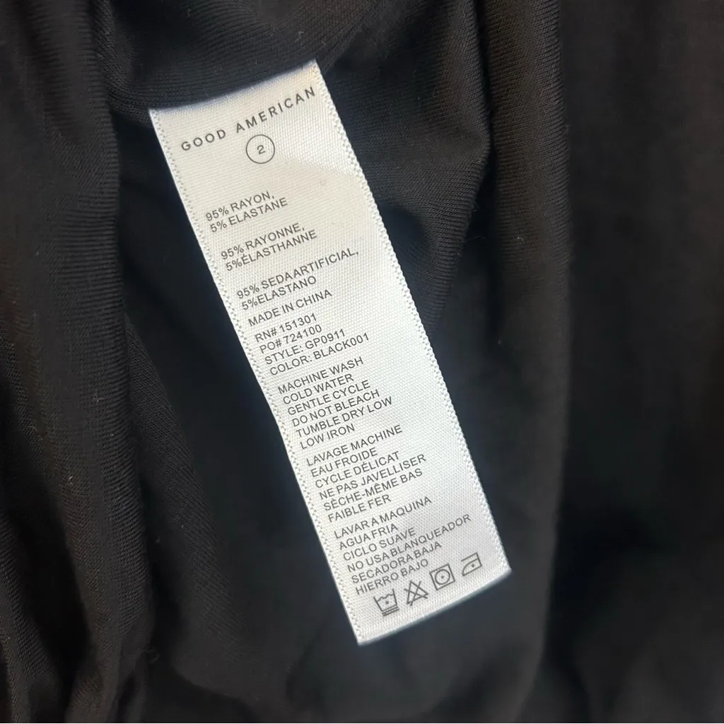 NWT Good American Black Long Sleeve Ruched Bodycon Midi Dress Size Medium - Image 12