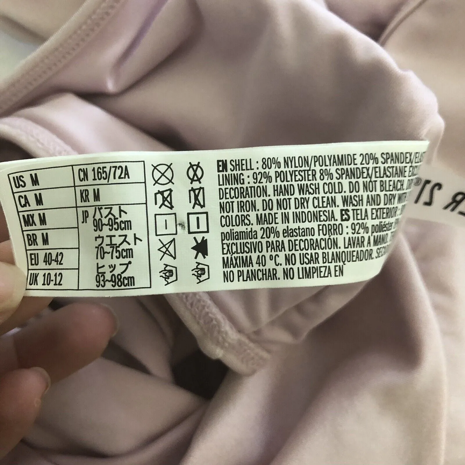 Get Salty One Piece Swimsuit NEW FOREVER‎ 21 UPF 50+ Medium Pink Silver Mesh - Image 7