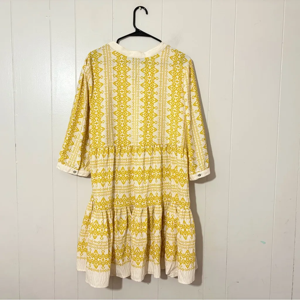 Anthropologie Figueroa Flower Boho Woven Dress 3/4 Sleeve Floral Yellow Size XL - Image 11