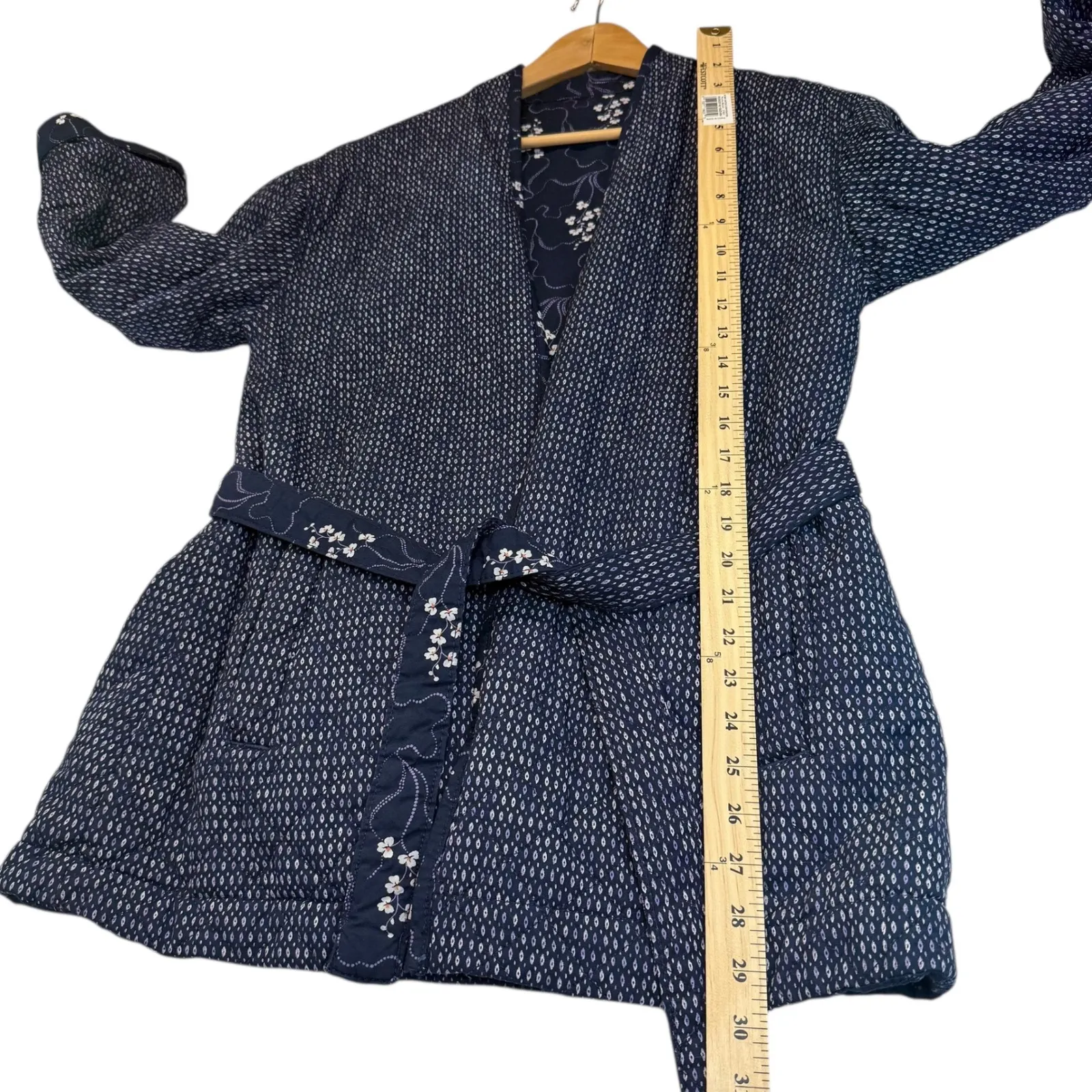 Per Una M&S Reversible Quilted Jacket Blue Floral Belted Versatile Size 12 - Image 8