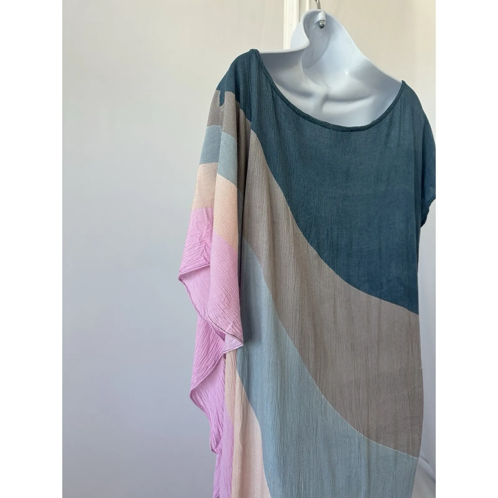 Free People SAACHI Rainbow Caftan Dress in Blue, Size One (b26) READ DESCRIPTION - Image 5