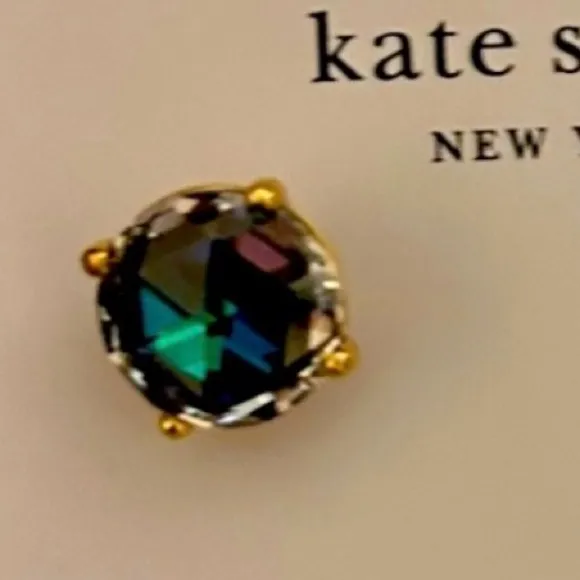 Kate Spade ♠️ New York Bright Ideas Iridescent Blue Gold Stud Earrings NWT - Image 3
