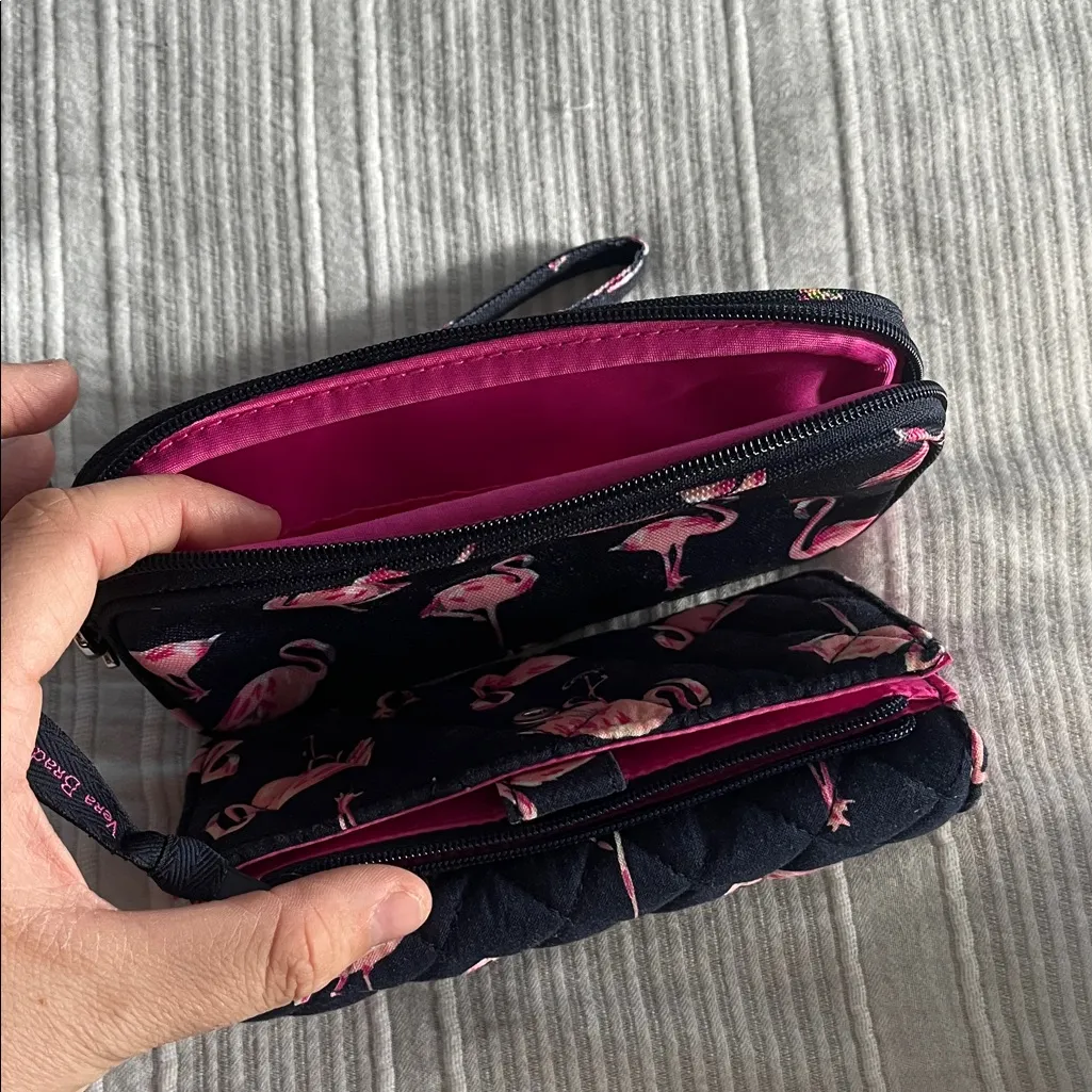 Vera Bradley Flamingo Print Wallet and Wristlet Set - Pink and Black - Image 4