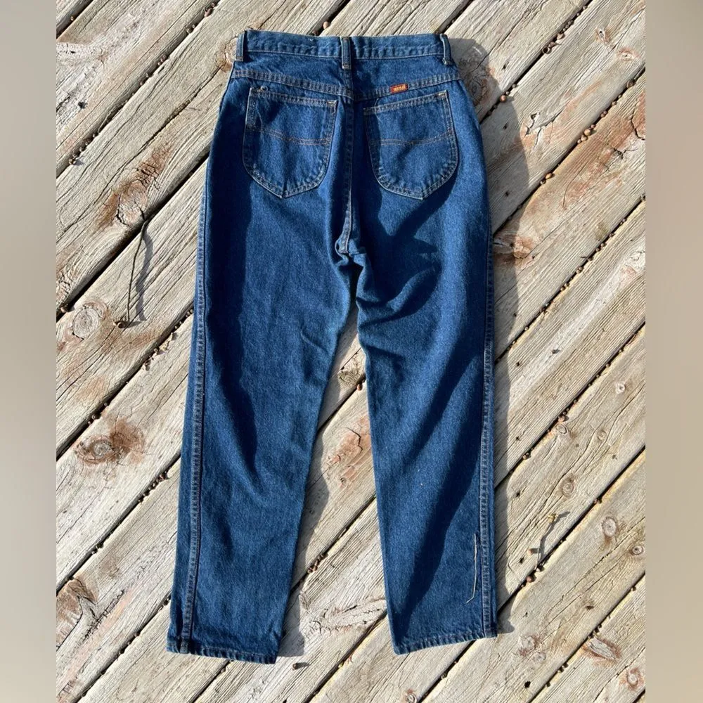 Vintage Dark Wash Rustler Straight Leg Denim Tagged Size 11 Made In U.S.A - Image 4