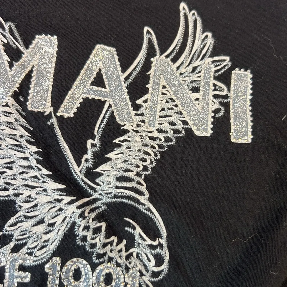 Women’s Armani Exchange Black Fitted Graphic Short Sleeve Tee eagle size small - Image 2