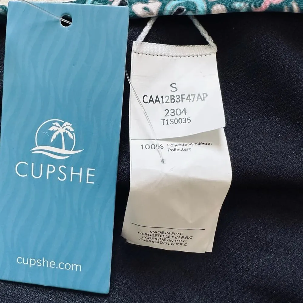 Cupshe Blue Pink Paisley High Waist Side Ties Cheeky Bikini Bottom Small NWT - Image 7