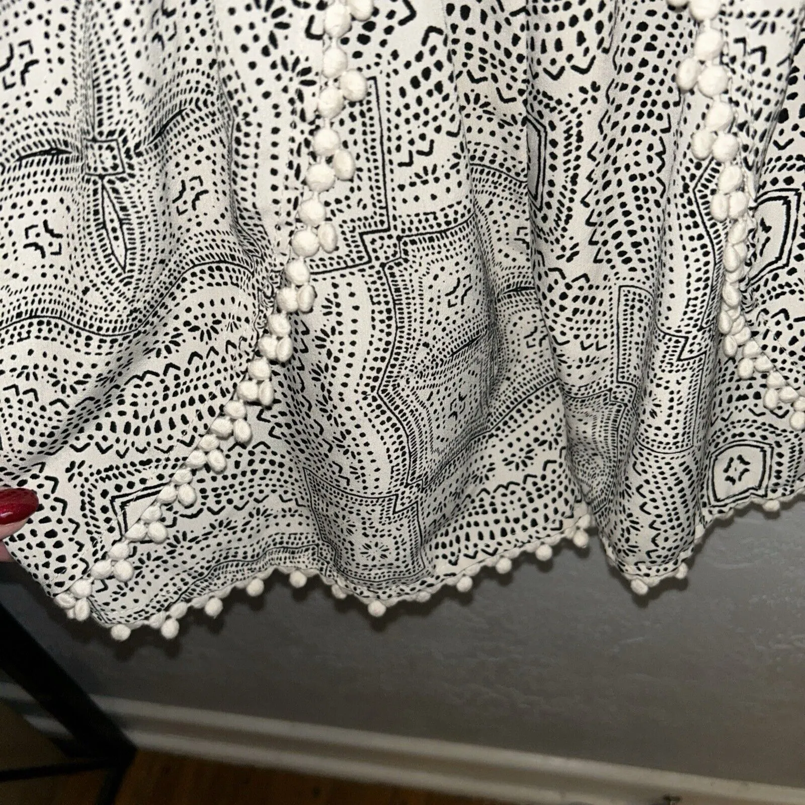 Xhilaration  Romper Small Aztec Pom Pom Adj Straps Resort Beach Pool Spring Break - Image 3