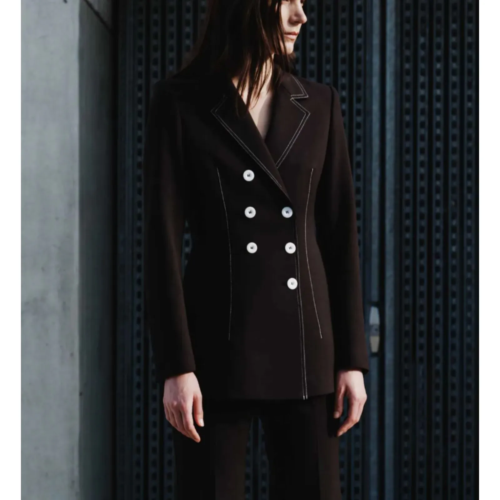 SAINT ART Piper Contract Long Blazer Black‎ Medium Black - Image 2