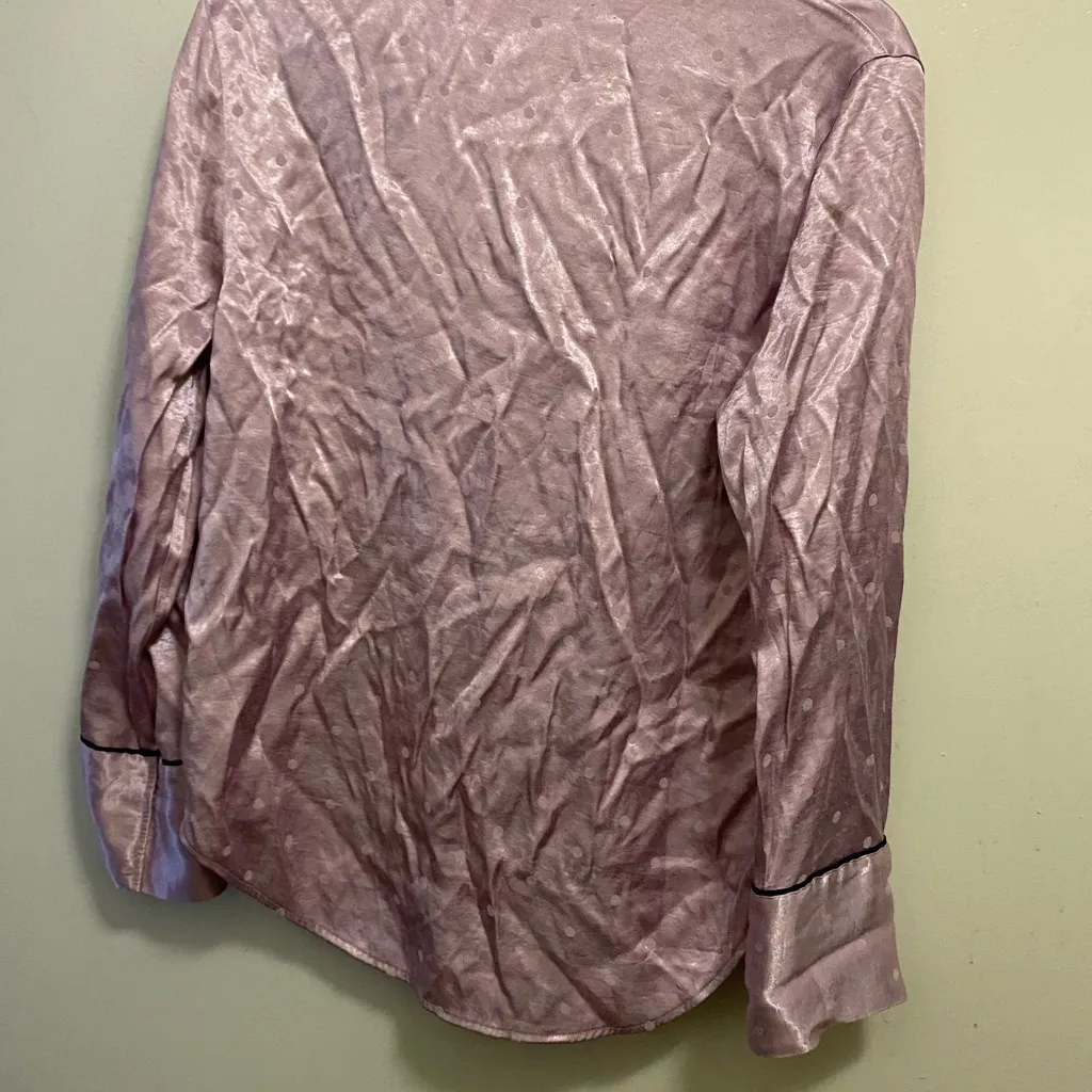 Victoria’s Secret Womens Pajama Top Button Up S Small Lavender Polka Dots Dot - Image 6