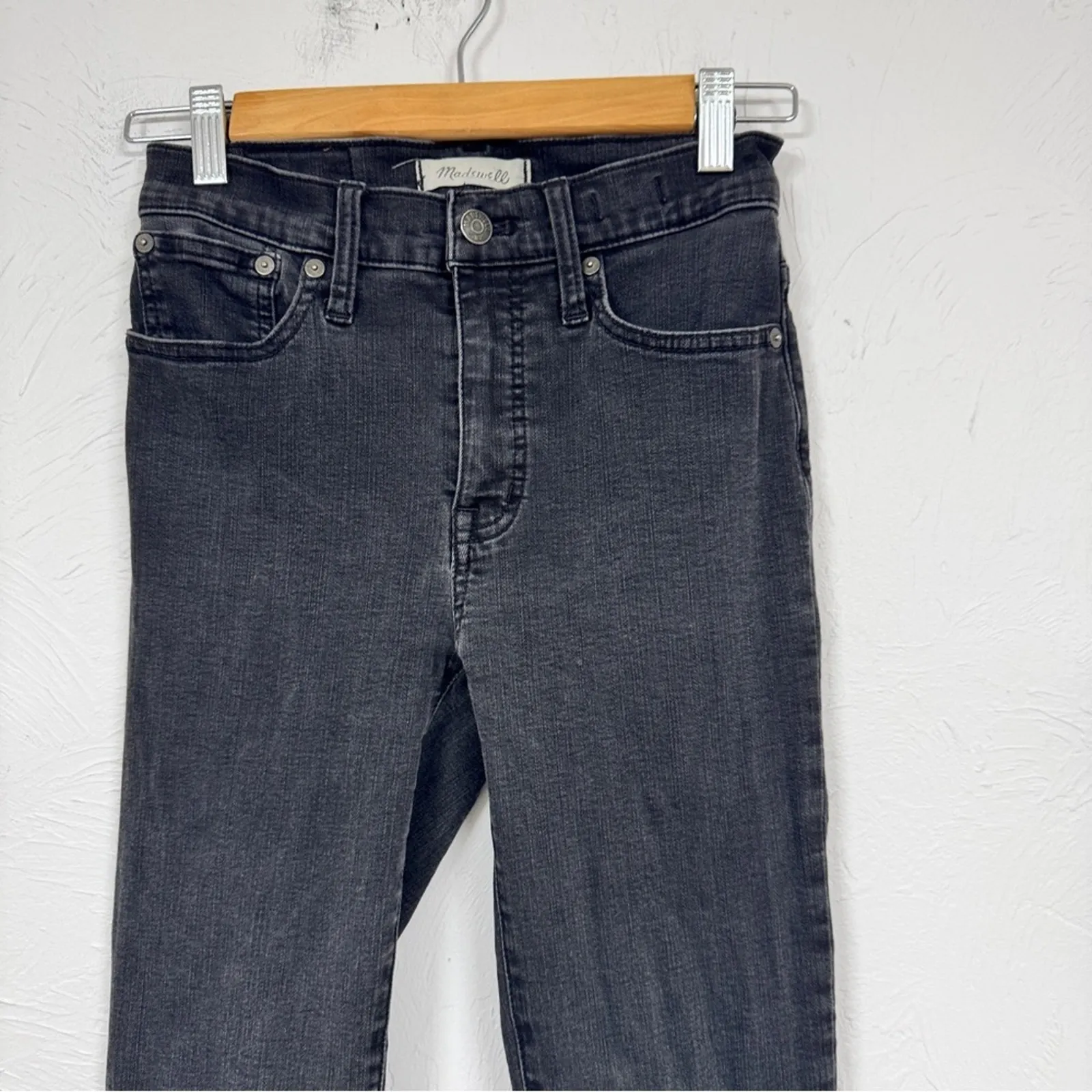 Madewell Black Cali Demi Boot Cut Jeans Womens 24 Raw Hem High Rise Casual Ankle - Image 4