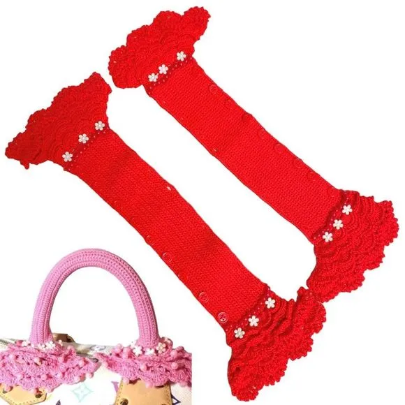 Red crochet handle cover for alma / speedy Handmade - Image 2