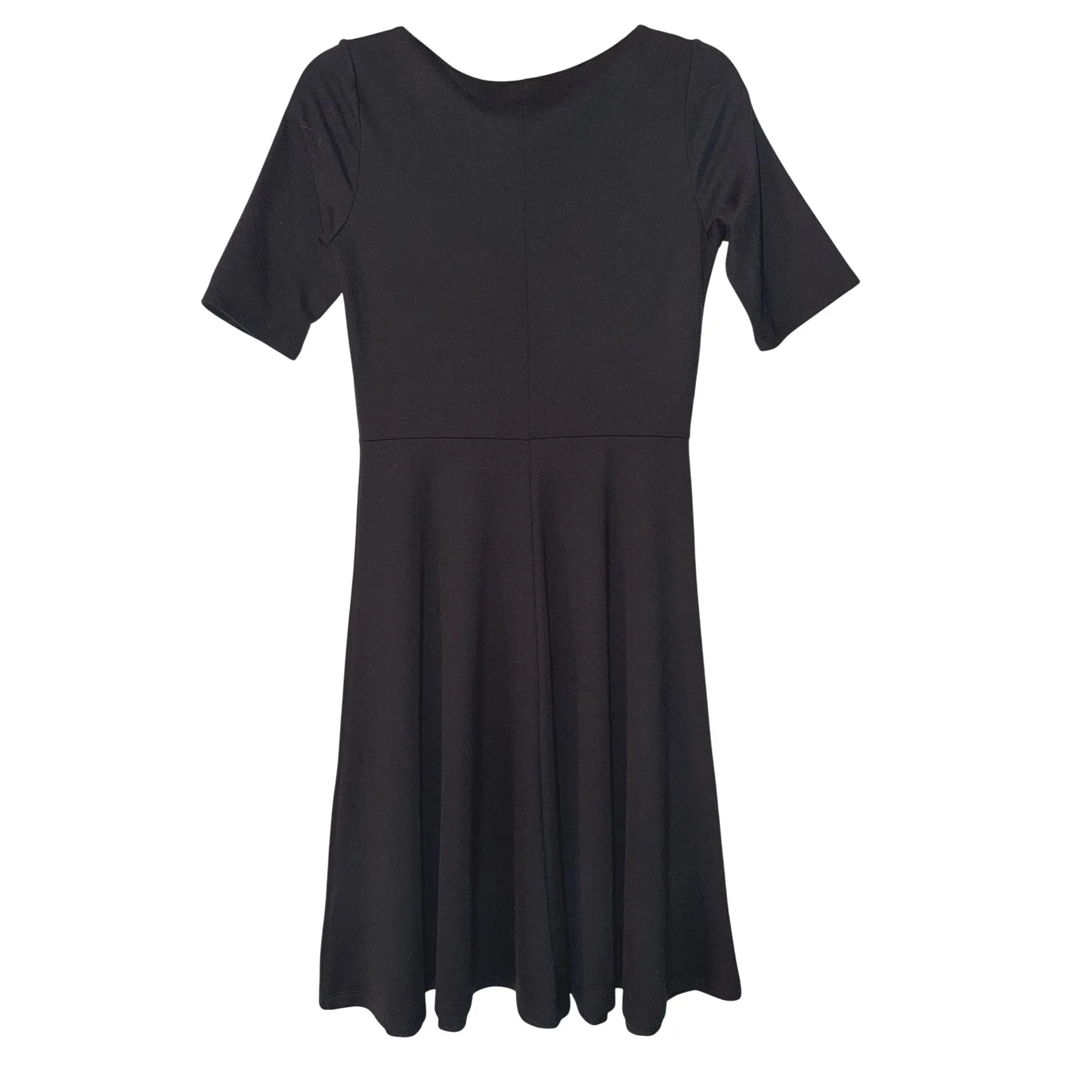 Lands' End Black Fit Flare Dress Short Sleeve Knee Length Casual XS‎ 2-4 - Image 2