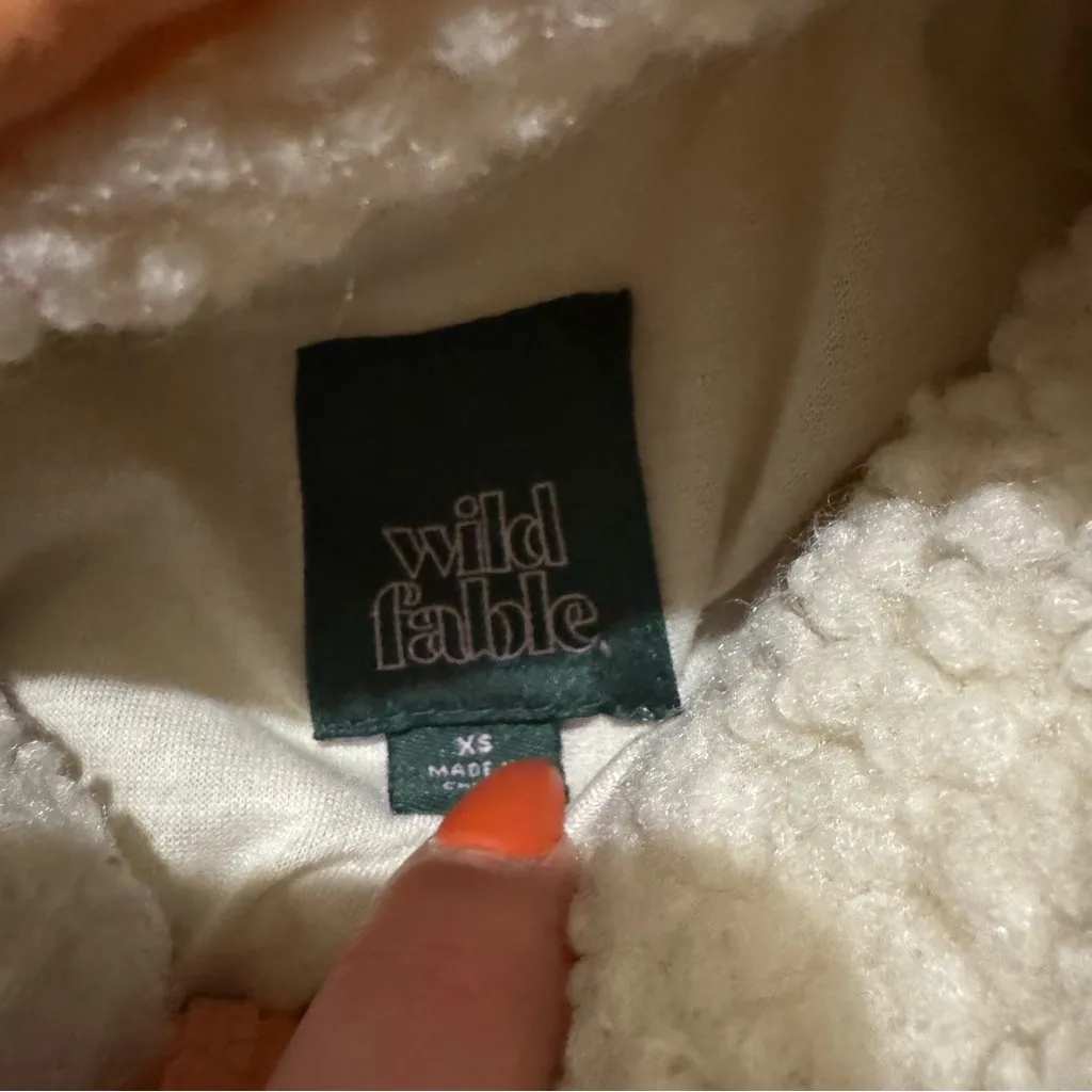 Wild Fable  Sherpa Multicolored Cropped Jacket - Image 4