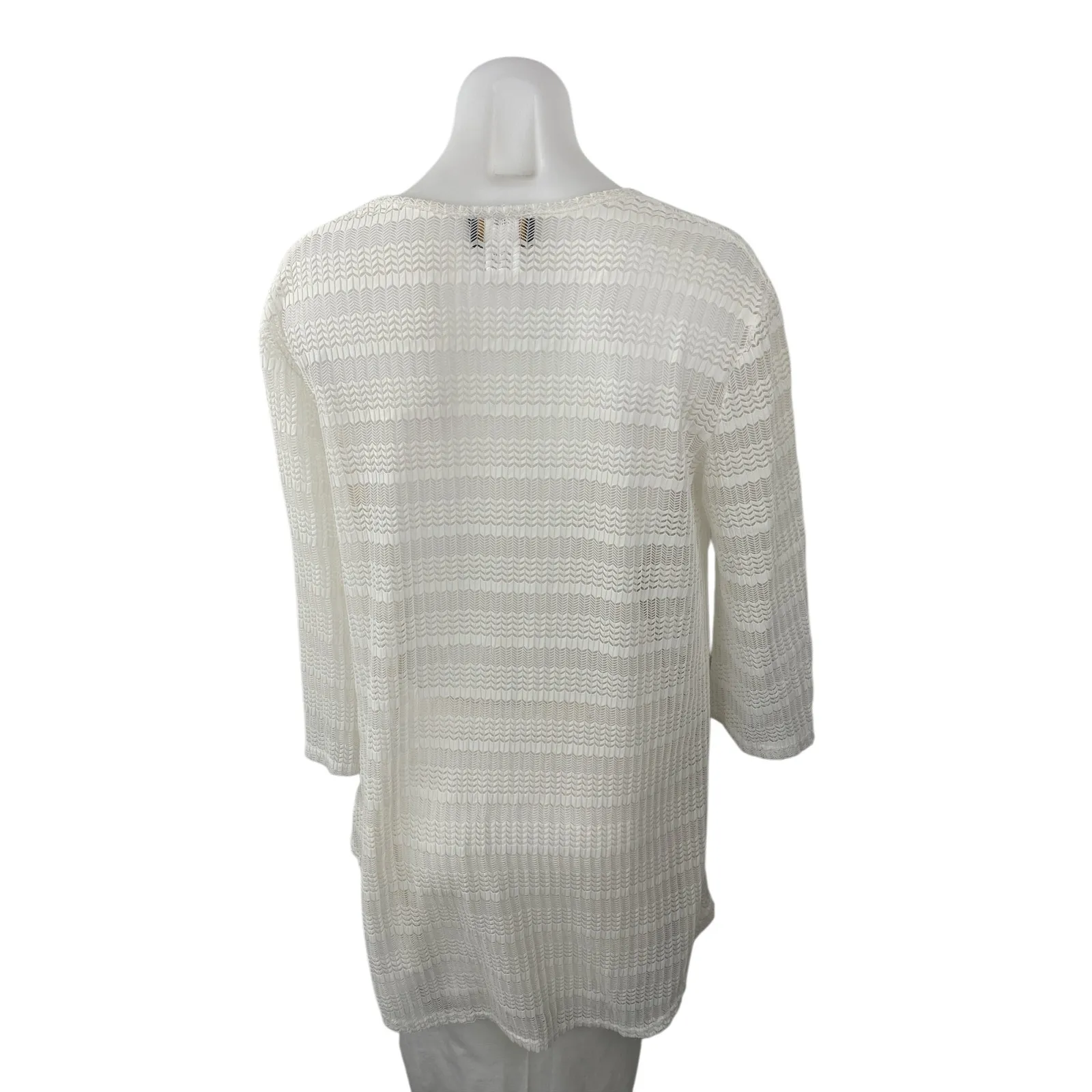 Jordan Taylor Women's White Knit Relaxed Long Sleeve V Neck Blouse Top Size M - Image 4