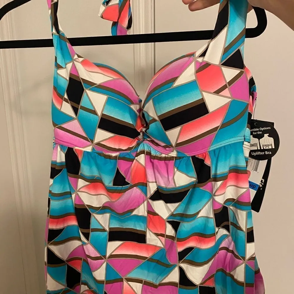 Coco Reef Abstract Geometric Pattern Halter Tankini - Image 3