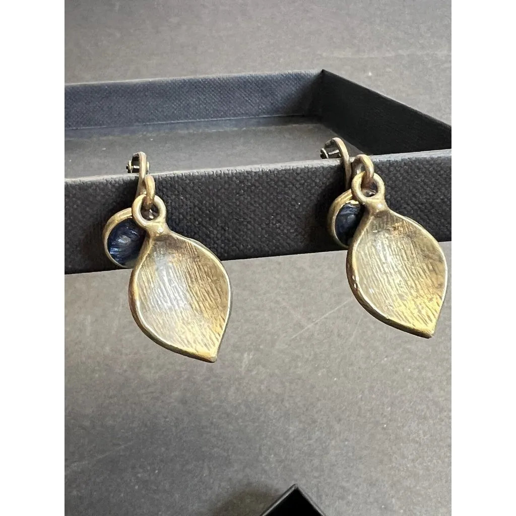 Vintage ENAMELED Screw Back ‎ Earrings Door Knocker Blue Costume Fashion Jewelry - Image 5