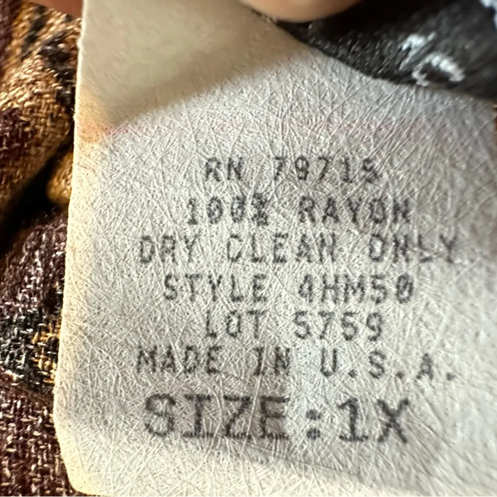 Plus Sz 1X Vintage Brown Gold Brocade Midi Skirt Flowy Fall Cottagecore 80s 90s - Image 5