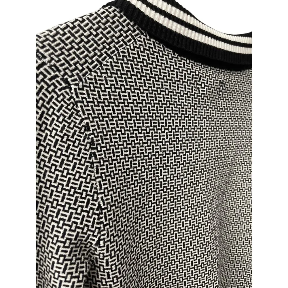 Anthropologie Maeve Preppy Black/White Cropped Plunging Polo Cardigan Size Small - Image 12