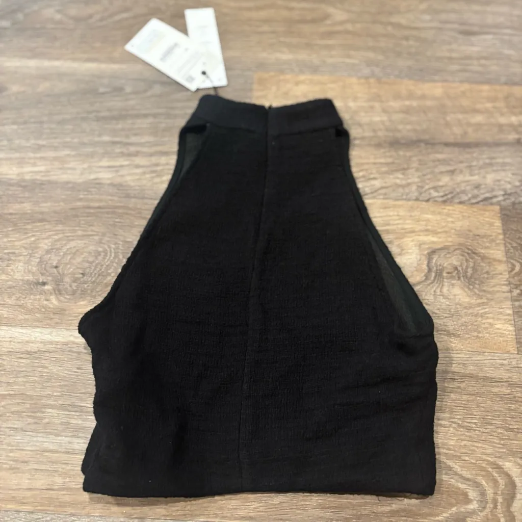 NWT Zara JOIN LIFE Black Textured Halter Crop Top Sustainable XS - Image 2