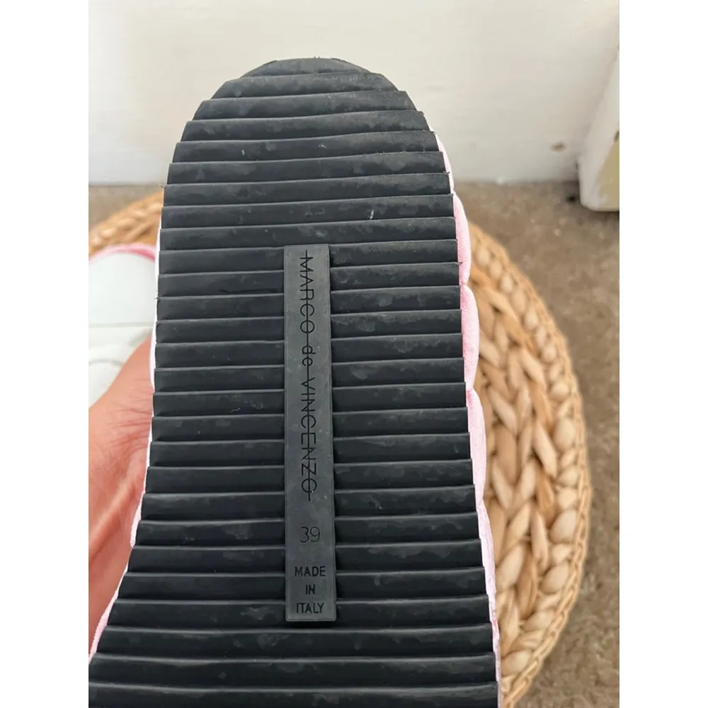 Nwob MARCO DE VINCENZO Sneakers, 30mm Velvet Platform leather White & Pink 39 Size 9 - Image 7