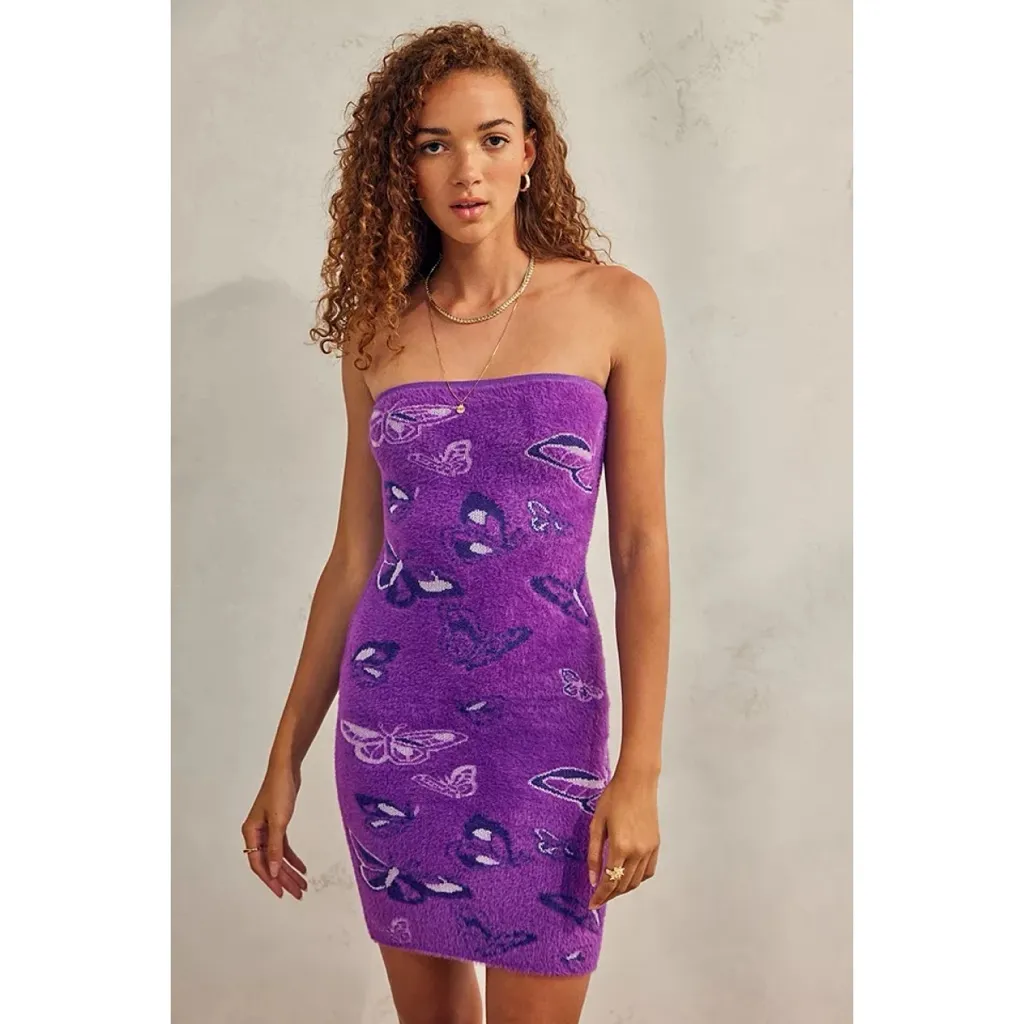 House of Sunny Crazy Town Hockney Strapless Tube Dress, Purple Heat, Small, NWT Size 4 - Image 2