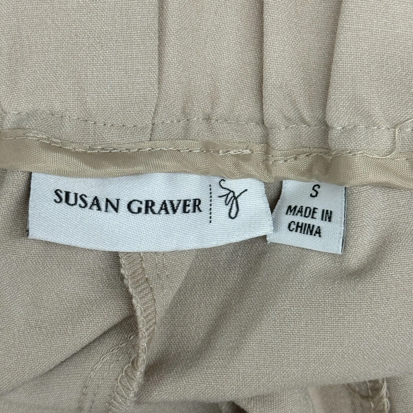 Susan Graver Cropped Pants Women's S Beige Button Hem Casual Minimalist Workwear - Image 7