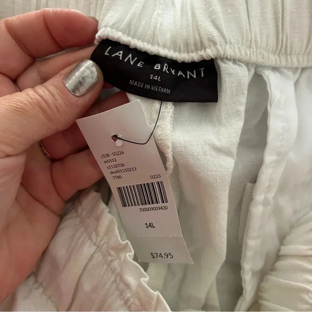 NWT Lane Bryant | Soft Linen Blend Wide Leg‎ Pant in White Cream Flowy Beachy 14 - Image 8