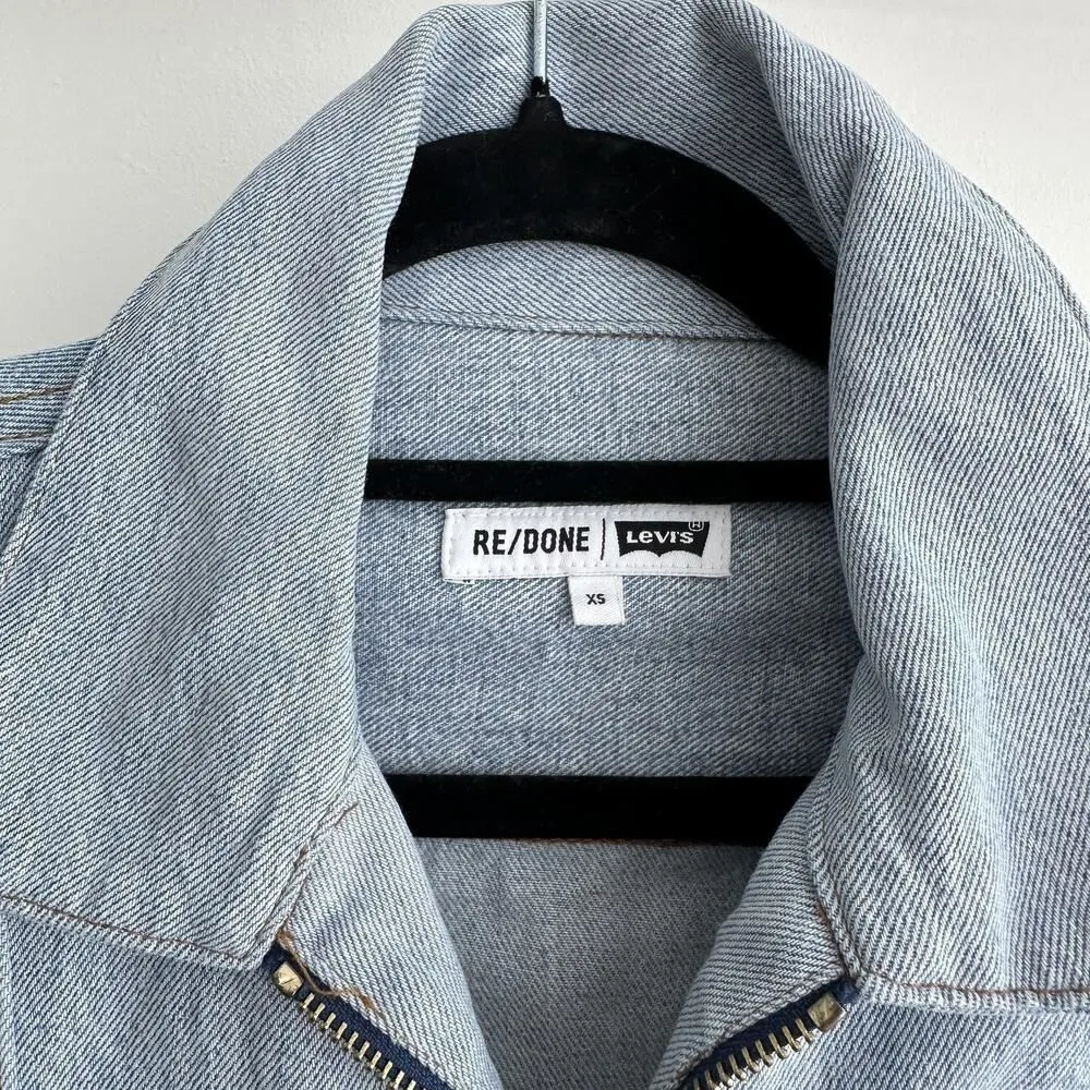 RE/DONE X Levis Jumpsuit Womens XS Denim Flared Distressed Indigo Reconstructed - Image 5