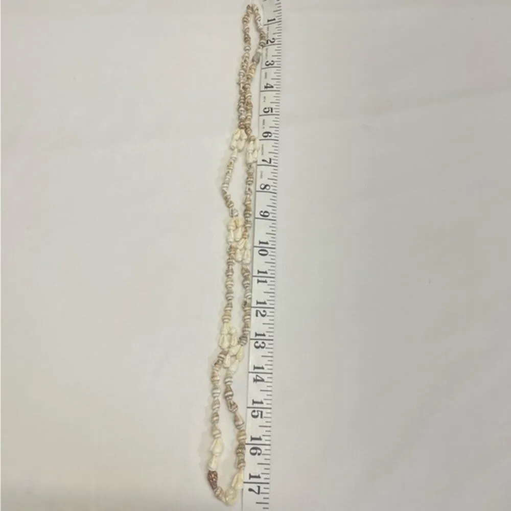 Vintage Seashell Necklace statement 34” Pullover Mini Conch Shells Brown - Image 2