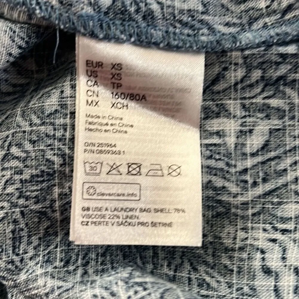 Desmond & Dempsey X H&M Dress Womens XS Blue Tropical Linen Blend Preppy Coastal - Image 7